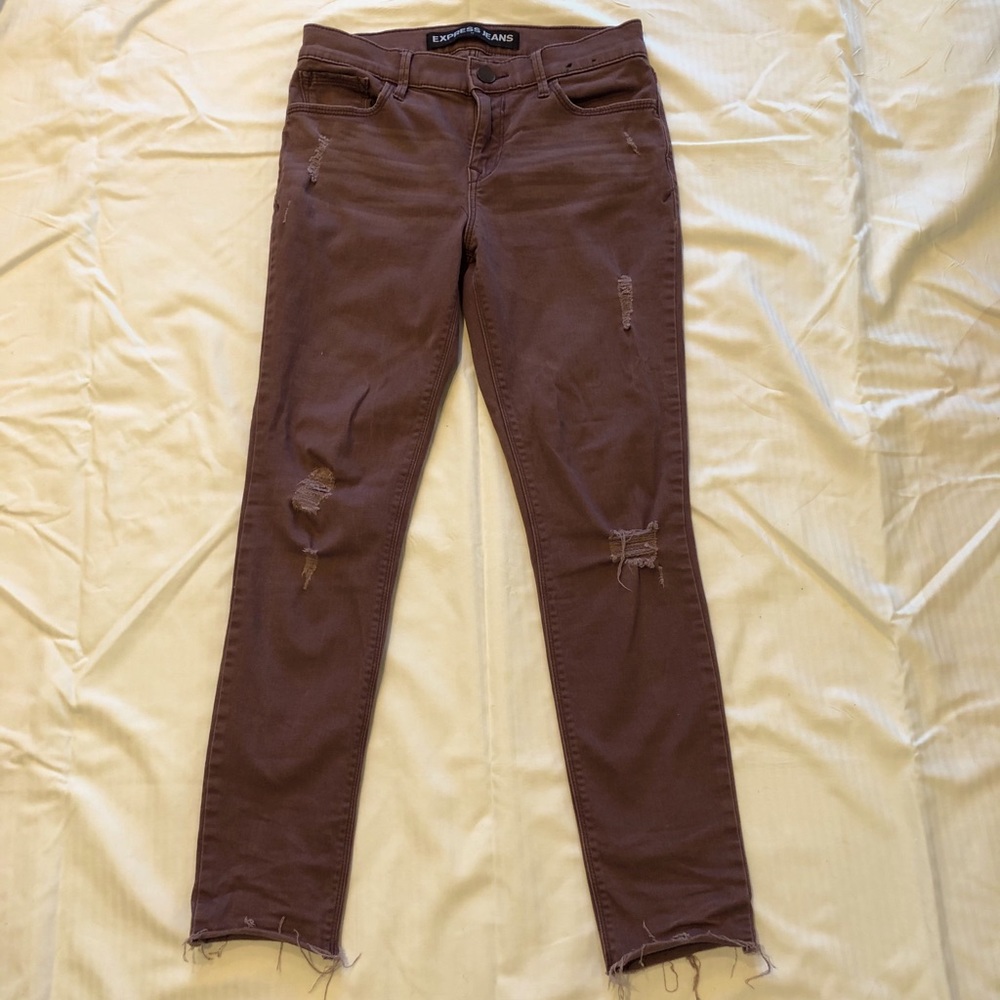 Ripped purple ankle jeans